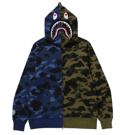 Bape Shark Full Zip Hoodie (Navy Olive Split Camo)