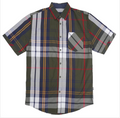 Veno Mens Button Down Short Sleeve - Olive Multi Plaid