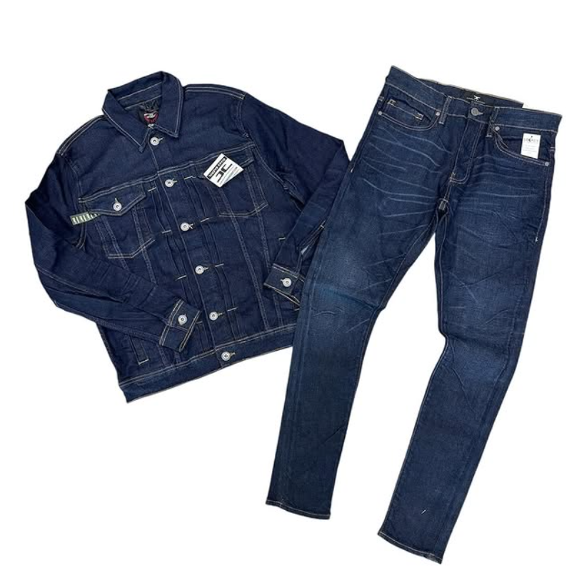 Hood Classy Outfit - Dark Wash Denim Jacket & Jeans Set