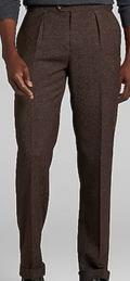 Brown Tweed Pleated Suit Pants