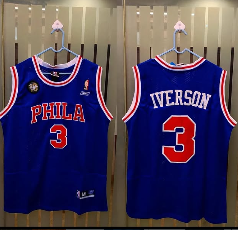 Reebok Allen Iverson #3 Philadelphia 76ers Swingman Jersey - Blue