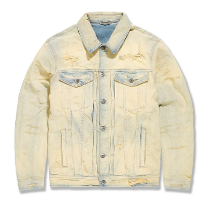 Jordan Craig Cream Distressed Denim Jacket