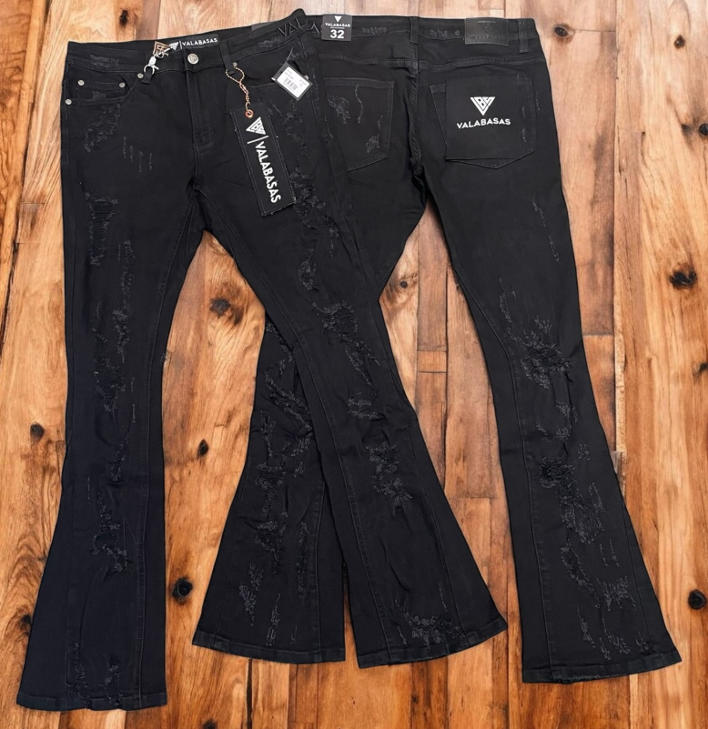 Valabasas Jeans - Black Destroyed Flare