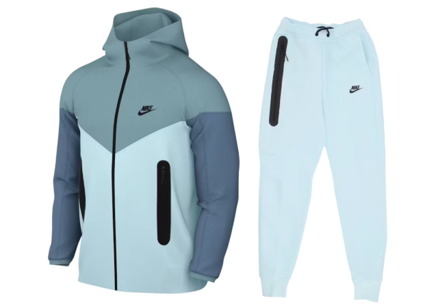 Nike Tech Fleece Full-Zip Suit - Light Blue/Grey Colorblock