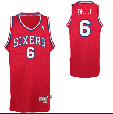Julius Erving Dr. J #6 Philadelphia 76ers Hardwood Classic Jersey
