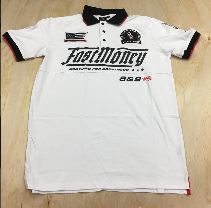 8&9 Fast Money Polo - White