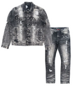 Distressed Denim Set - Charcoal