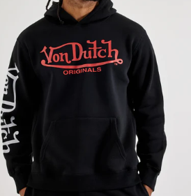 Von Dutch Originals Red Logo Pullover Hoodie
