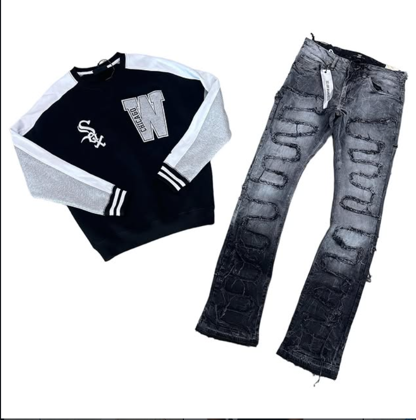 Hood Classy Fit 250 - White Sox Varsity Crewneck Stacked Set