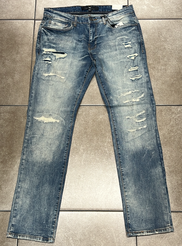 Jordan Craig Medium Blue Heavy Ripped Straight Jean
