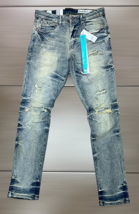 Smoke Rise Slim Jeans (Light Blue Crinkle Ripped)