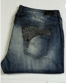 Robin's Jeans Medium Wash Cutout Rhinestone Denim