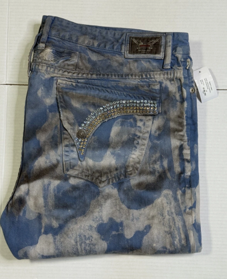 Robin's Jeans Blue Camo Studded Denim NWT