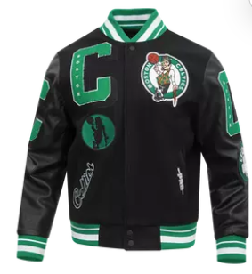 Black & Green Boston Celtics Varsity Jacket