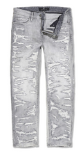 Jordan Craig Mens Jeans - Grey Heavy Shredded Straight