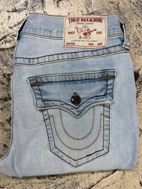 True Religion Light Wash Gold Stitch Jeans