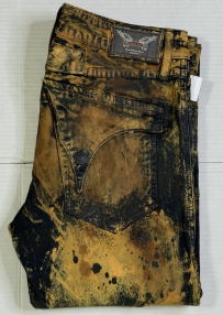 Robin's Jeans Gold Acid Wash Splatter Denim NWT