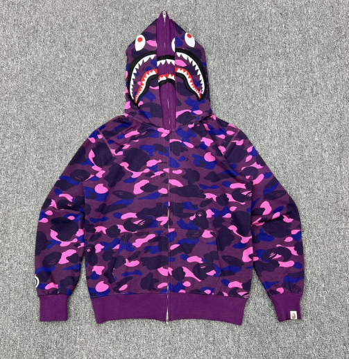 Bape Shark Full Zip Hoodie (Purple Pink Camo)