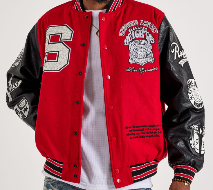 Elevated Heights Club Varsity Jacket – Red & Black