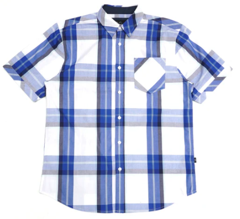 White & Blue Plaid Short-Sleeve Button-Down Shirt