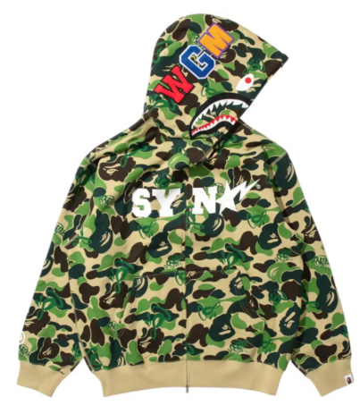 Bape x SYNX Shark Full Zip Hoodie (Green Camo)