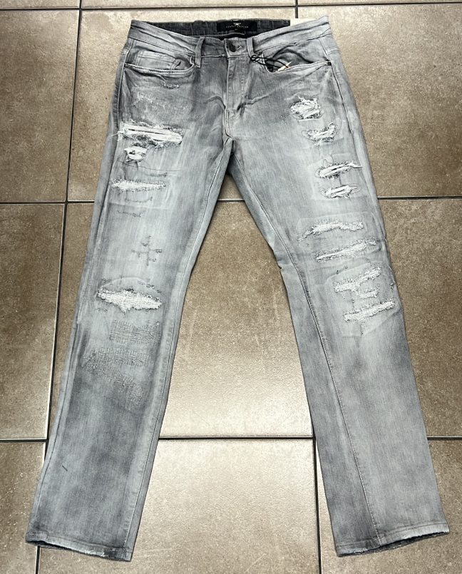 Jordan Craig Grey Heavy Ripped Straight Jean