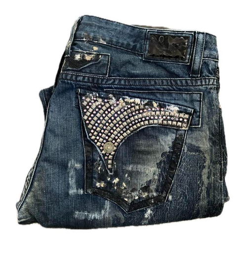 Robin's Jeans Rhinestone Distressed Denim