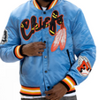 Chiefs Satin Varsity Jacket – Light Blue