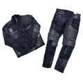 Hood Classy Fit 250 - Black Patchwork Denim Jacket Set