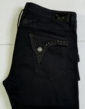 Robin's Jeans All Black Studded V-Pocket Denim