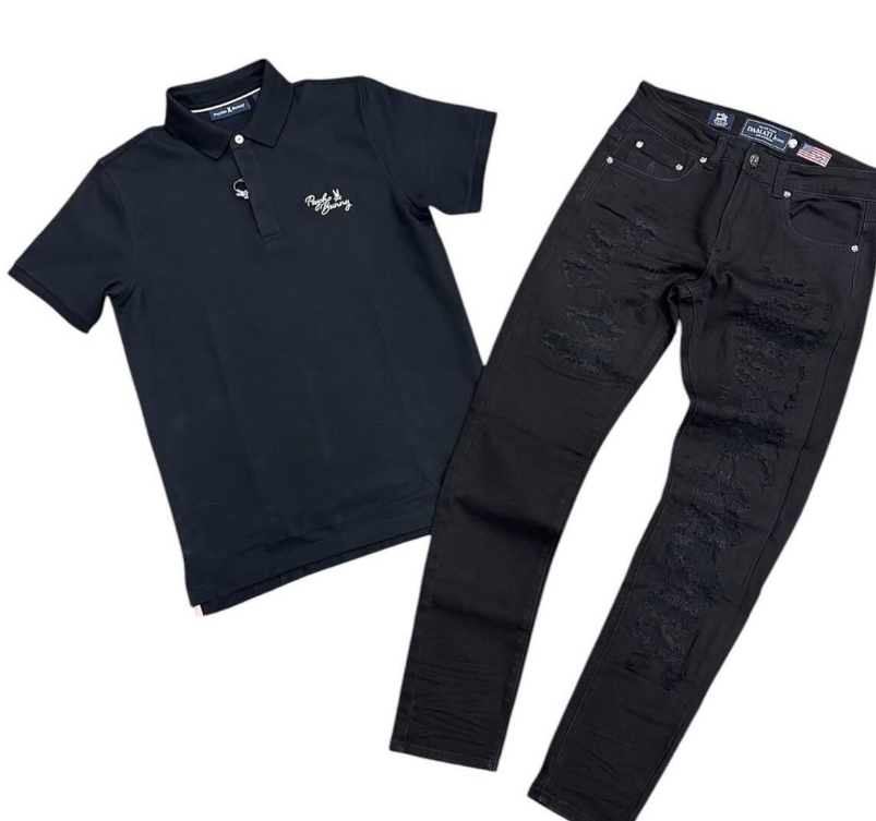 Psycho Black Polo Fit