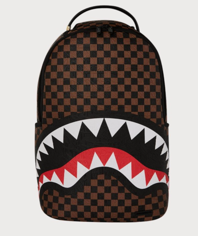 Sprayground Shark Bite Checkered Backpack (Brown)