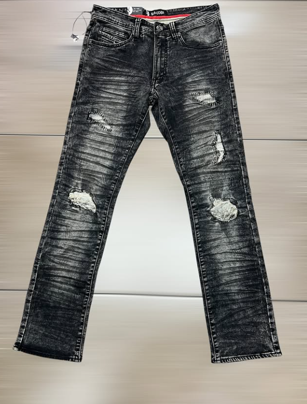 Makobi Black Crackle Moto Biker Jean