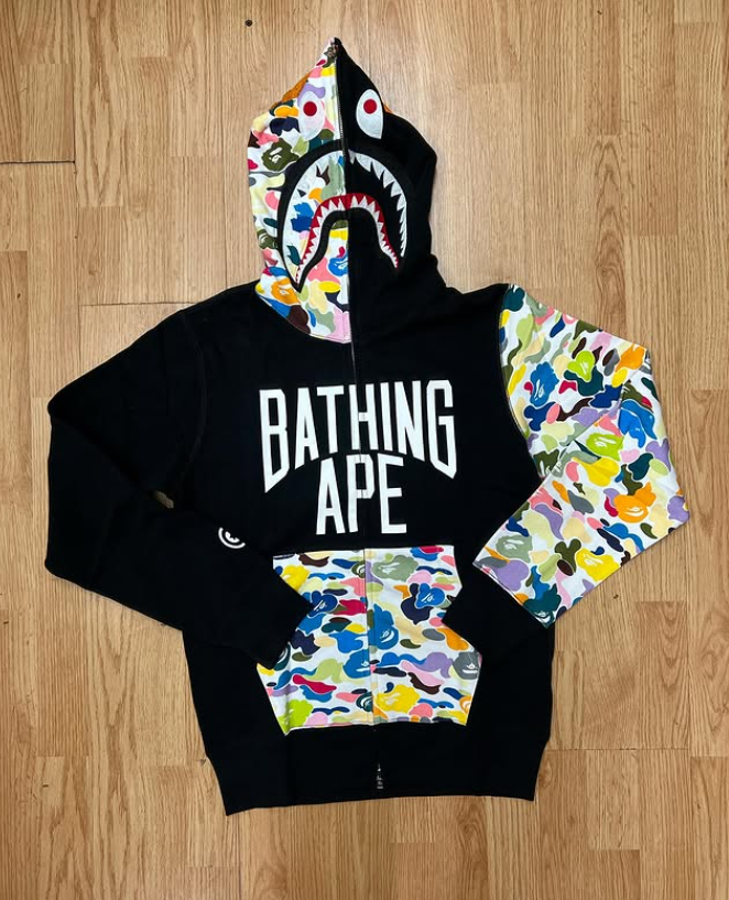 BAPE Shark Hoodie - Black Multi Camo
