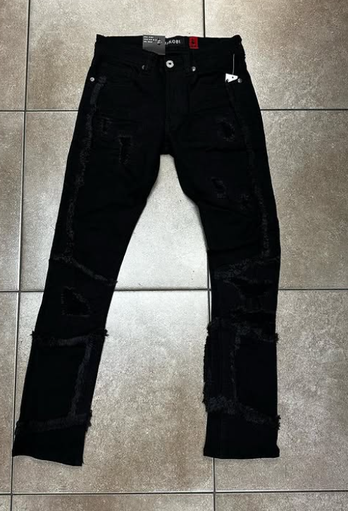 Makobi Black Stacked Ripped Jean