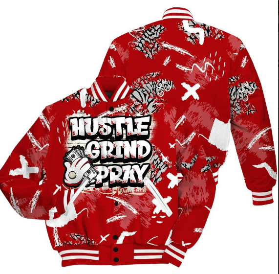 Hustle Grind Pray Varsity Jacket