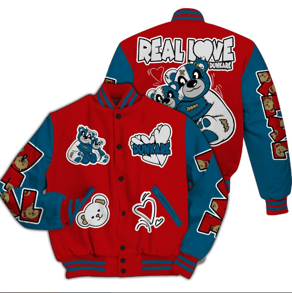 Dunkare Real Love Varsity Jacket - Red/Blue