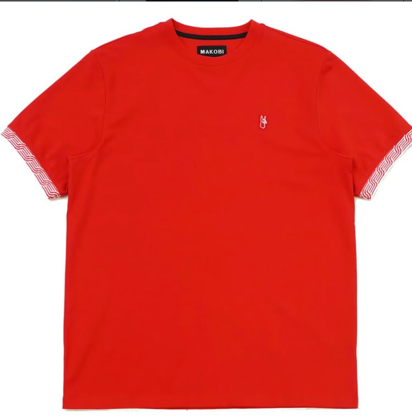 Makobi Peace Sign Embroidered Tee - Red