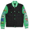 Trust Issues Varsity Denim Jacket - Black & Green