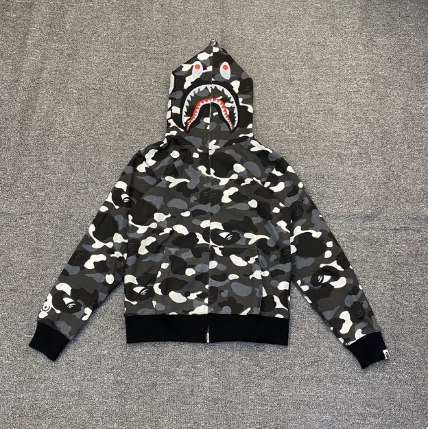 Bape Shark Full Zip Hoodie (Black Camo)