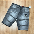 Makobi Grey Frayed Distressed Denim Shorts