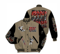 Khaki & Black Graffiti Varsity Jacket