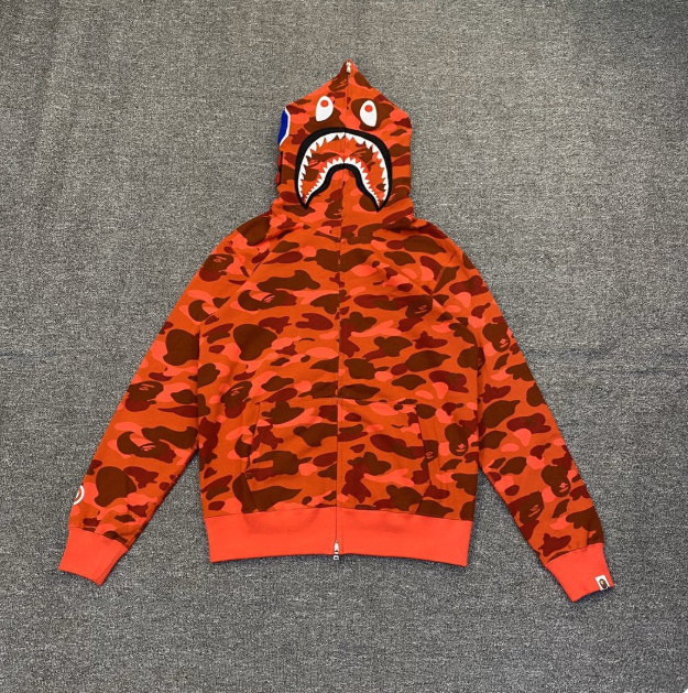 Bape Shark Full Zip Hoodie (Orange Camo)