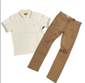 Hood Classy Fit 265 - Makobi White Polo Khaki Ripped Set