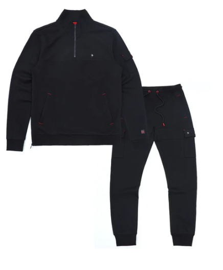 Quarter-Zip Cargo Track Set - Black