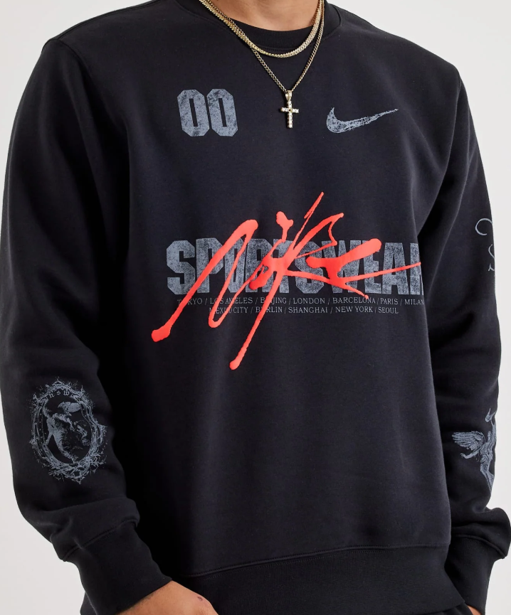 Nike Mens Sportswear Crewneck - Black Graphic