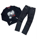 Hood Classy Outfit - Black Eagle Sweatshirt & Black Distressed Jeans