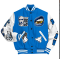 Don't Kill My Vibe Varsity Jacket - Blue/White