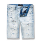 Ice Blue Distressed Denim Shorts