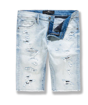 Ice Blue Distressed Denim Shorts